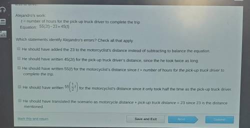Alejandro wrote an equation to fit the following scenario.A person driving a pick-up truck and anoth