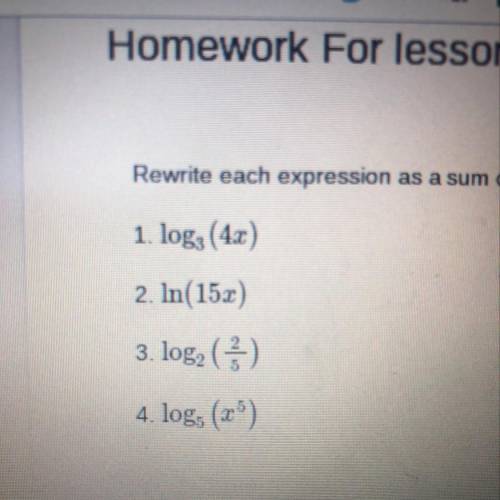 Rewrite each expression as a sum or difference of logarithms.