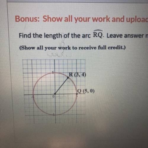 Find the length of the arc RQ. Leave answer nearest tenths (Show all your work to receive full credi