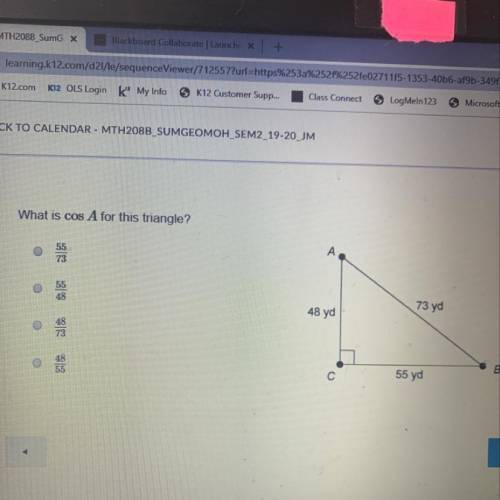 What is cos A for this triangle?