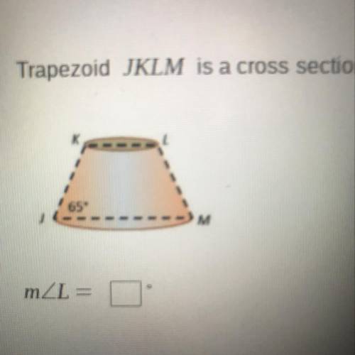 Trapezoid JKLM is a cross section of a lampshade. The diagonals of JKLM are congruent, and the measu
