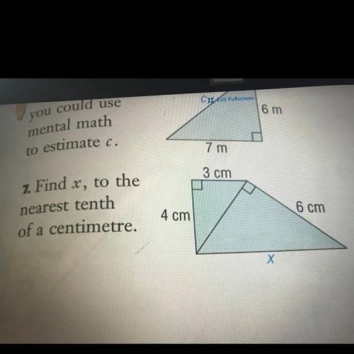 Find x, to the nearest tenth of a centimetre