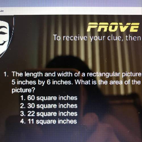 The length and width of a rectangle picture is 5 inches by 6 inches. What is the area of the picture