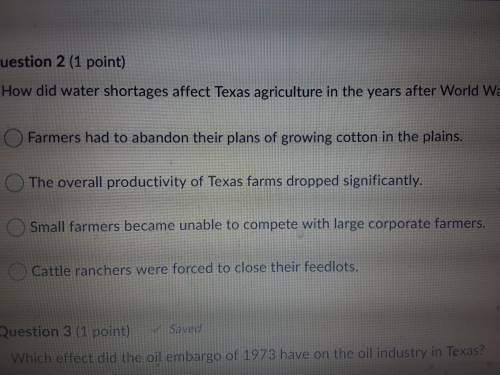 how did water shortages affect Texas archiculture in the years after World War II  PLZZ HURRY MARK B
