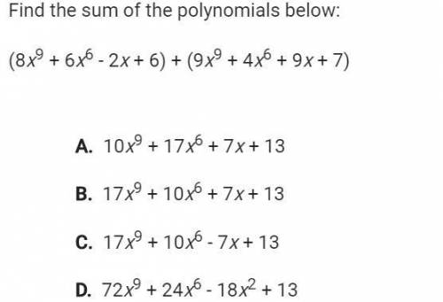 Can I get some help? Find the sum of the polynomials below.