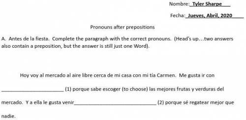 Can Someone ACTUALLY answer this?! (EASY Spanish)