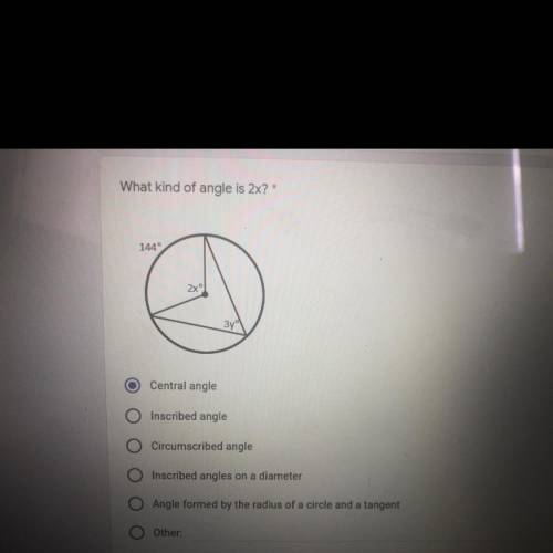 What kind of angle is 2X?