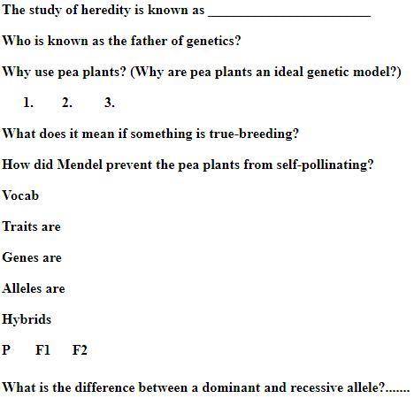 Easy Gregor Mendel Questions / Will mark brainliest 50 Points ASAP Who is known as the father of gen