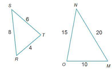 Shelly states that the triangles below are similar. Which proportion supports her statement?StartFra