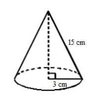Find the surface area of the cone in terms of π. a. 54 π cm2 b. 99 π cm2 c. 51 π cm2 d. 49.5 π cm2