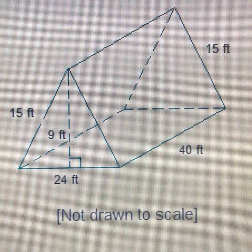 What is the surface area of the triangular prism? 2,001 square feet 2.376 square feet 2,592 square f