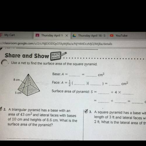 Only answer number one and what is the total surface area
