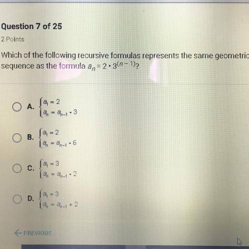 Which of the following recursive formulas represents the same geometric sequence as the formula a,=