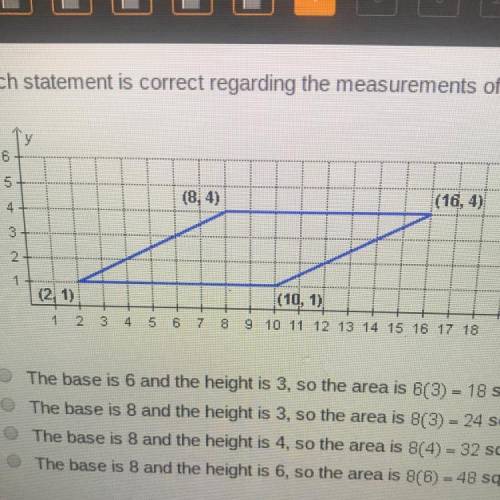 What statement is correct regarding the measurements of the parallelogram?