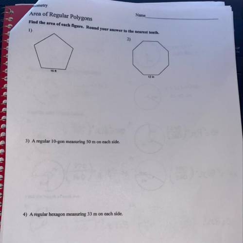 Can someone help me on one of these questions? (Area of Regular Polygons)