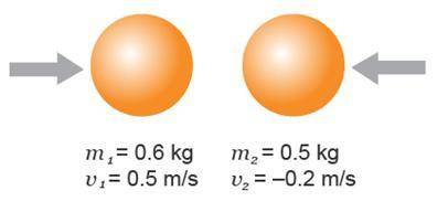 The diagram shows two balls before they collide. What is the momentum of the system after the collis