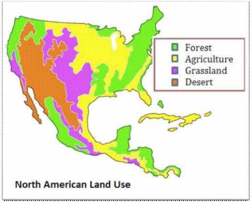 (05.03 MC) The map shows the area in North America devoted to agriculture. Based on this map, which