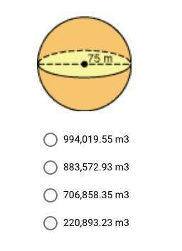 PLEASE HELP! WILL GIVE BRAINLIEST! Determine the volume of the sphere below. Round to the nearest hu