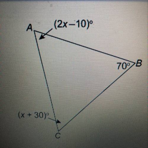 What is the measure of angle A in the triangle? Enter your answer in the box. mZA=