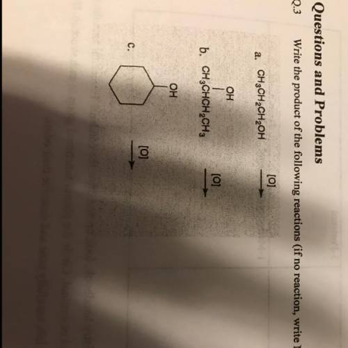 Write the product of the following reactions
