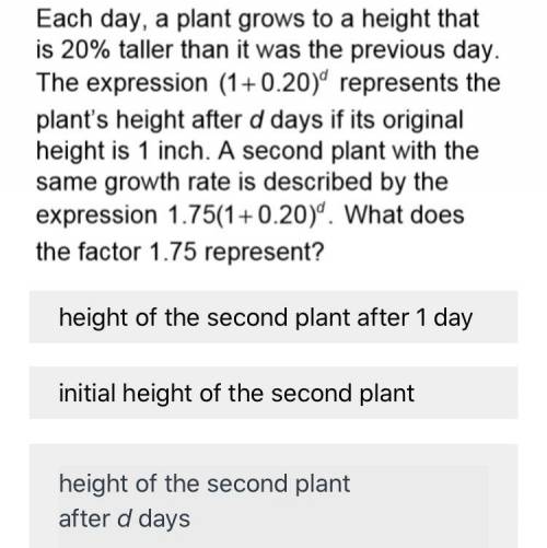 The last answer says Amount of growth in inches per day of the second plant