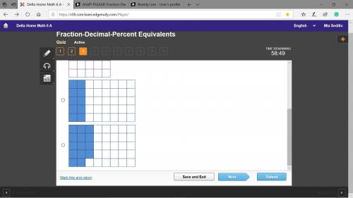 Fraction-Decimal-Percent EquivalentsWhich diagram represents a fraction equivalent to 40%?