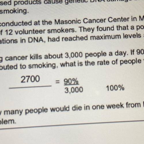 How many people would die in one week from lung cancer? create a proportion to solve the problem
