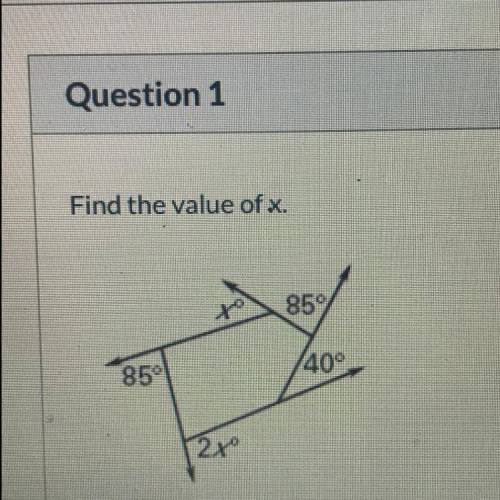 Please help with value of x