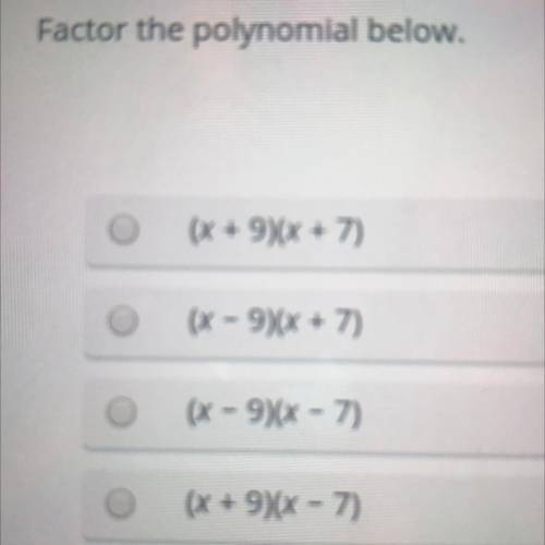 Factor the polynomial below x^2-16x+63