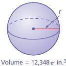 Find the radius r of the sphere.