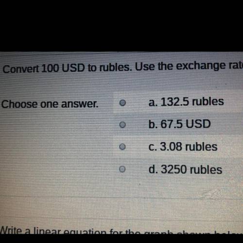 Convert 100 USD to rubles. Use exchange rate, where 1 USD equals 32.5 rubles.