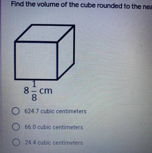 Find the volume of the cube rounded to the nearest 10th