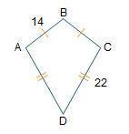 Figure ABCD is a kite.Kite A B C D is shown. Sides A B and B C are congruent. The length of A B is 1