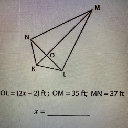 I can’t figure out how to find line segment ON from the segments given. How do I find x?