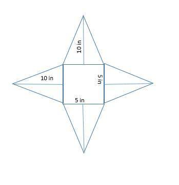 Use the net to find the surface area of the square pyramid. A) 50 in2  B) 100 in2  C) 125 in2  D) 17