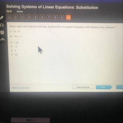 Which answer will create a system with infinitely many solutions
