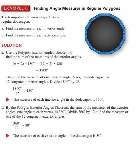 An interior angle and an adjacent exterior angle of a polygon form a linear pair.How can you use thi