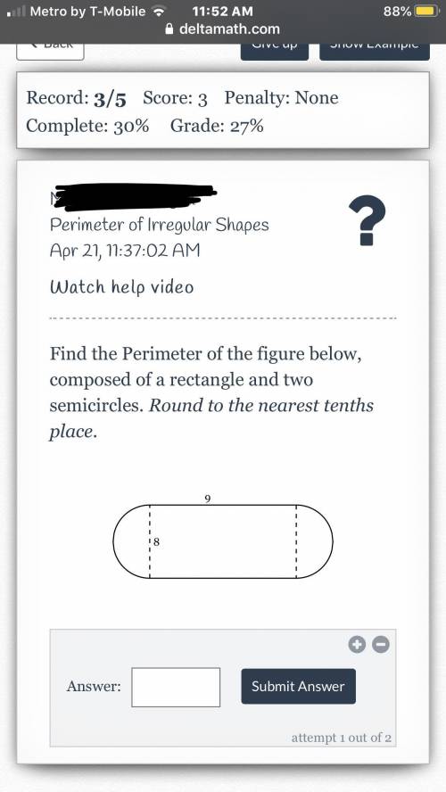 Find the Perimeter of the figure below, composed of a rectangle and two semicircles. Round to the ne