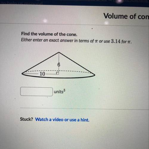 Find the volume of the cone ! HELP