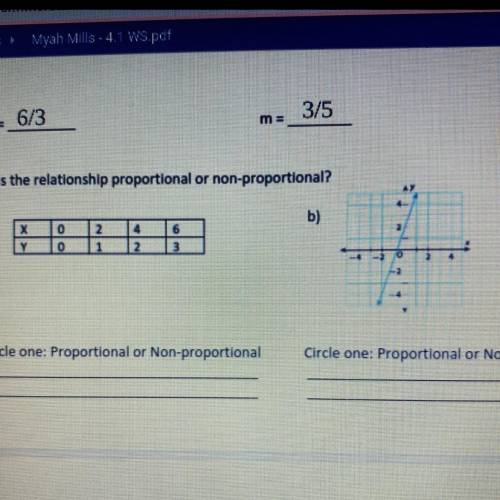 Is the relationship proportional or non-proportional?  A and b please