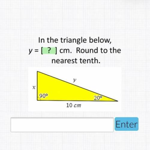 In the triangle below x= ? cm. Round to the nearest tenth