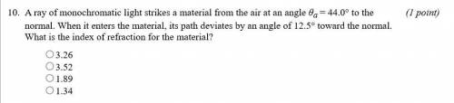 Physics question 10 light