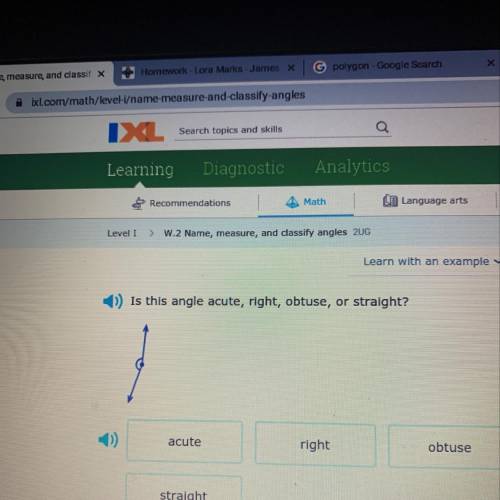 What is the angle acute, right,obtuse,or straight