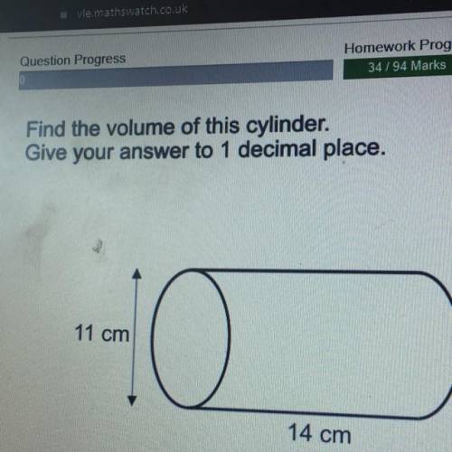 Find the volume of this cylinder. Give your answer to one decimal place.