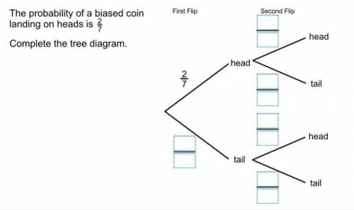 If a probability of a biased coin landing on heads is 2/7 complete the tree diagram