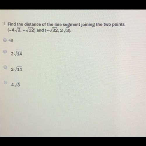 Find the distance of the line segment joining the two points