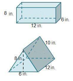 PLZ I NEED THIS FAST Which prism has a greater surface area? 2 prisms. A rectangular prism has a len
