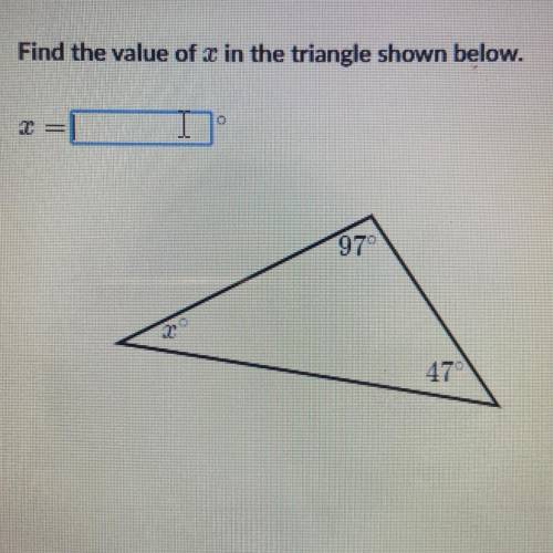 Find the value of x in the triangle shown below. What is X