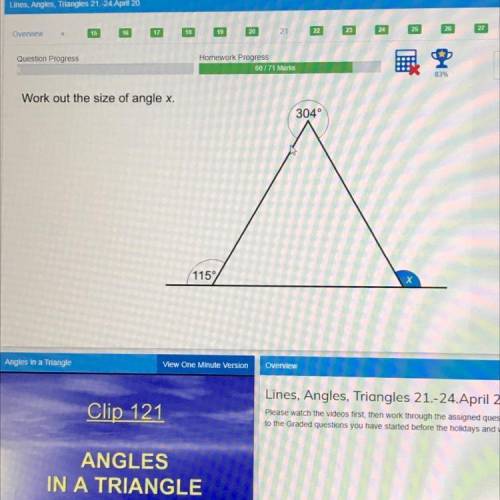Work out size of angle x