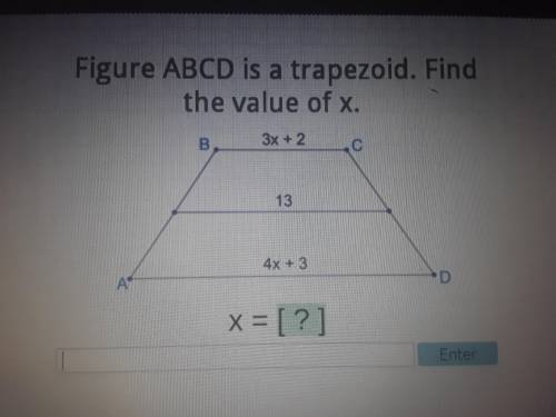 Figure ABCD is a trapezoid. Find the value of x